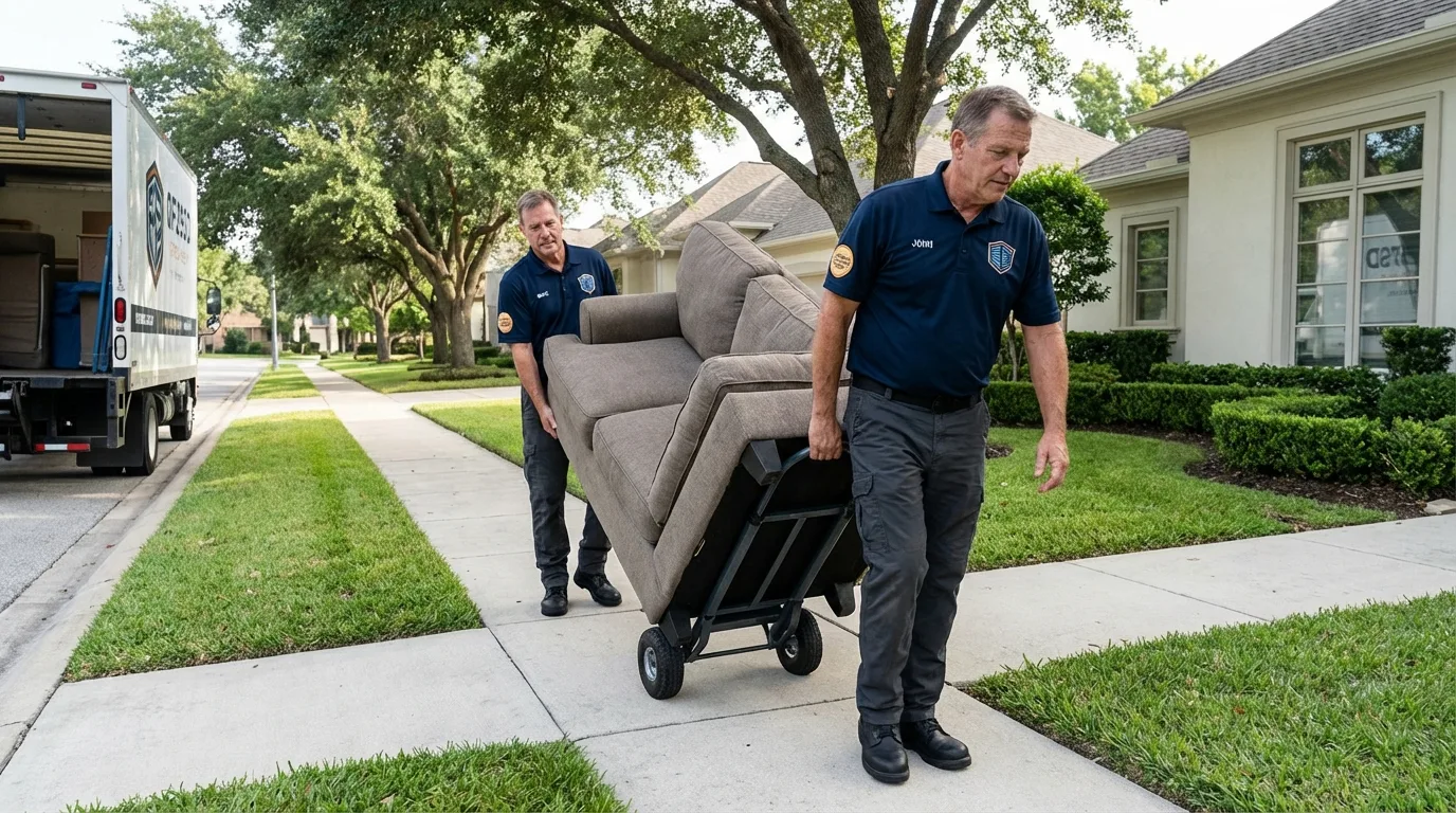 Local residential moving crew loading furniture in San Mateo, CA